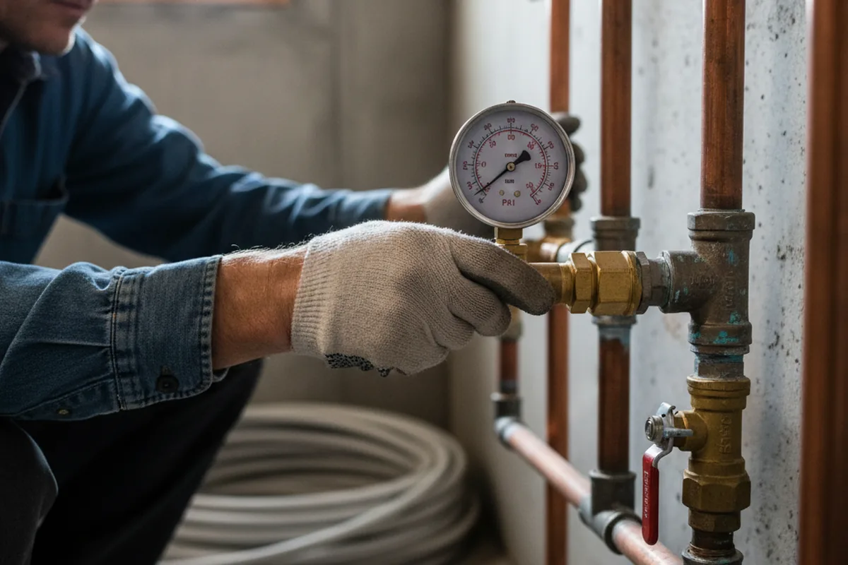 Pressure testing a repaired line during Water Line Repair in Woodland Park